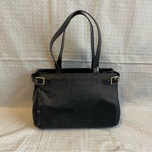 Frederic Fekkai Black Patent and Calf Hair Handbag